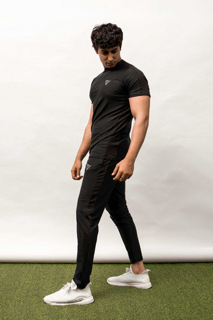 Black Athletic Set: Sports Shirt & Trousers