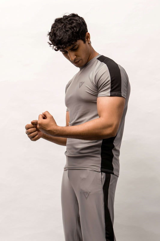 Grey Athletic Set: Sports Shirt & Trousers