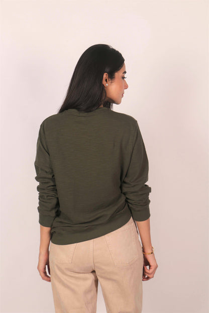 Fern Green Weave Knit Sweatshirt (6891908923571)